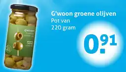 Hoogvliet G'woon groene olijven aanbieding