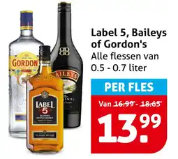 Hoogvliet Label 5, Baileys of Gordon's aanbieding
