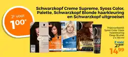 Trekpleister Schwarzkopf creme supreme, syoss color, palette, schwarzkopf blonde haarkleuring en schwarzkopf uitgroeiset aanbieding
