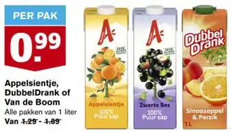 Hoogvliet Appelsientje, DubbelDrank of Van de Boom 1 liter aanbieding