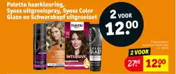 Kruidvat Palette haarkleuring, syoss uitgroeispray, syoss color glaze en schwarzkopf uitgroeiset aanbieding