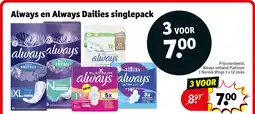Kruidvat Always en always dailies singlepack aanbieding