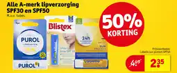 Kruidvat Alle A-merk lipverzorging SPF30 en SPF50 aanbieding