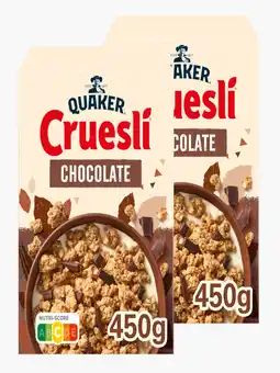 Flink Quaker Cruesli zero sugar added chocolate 400g 2x aanbieding