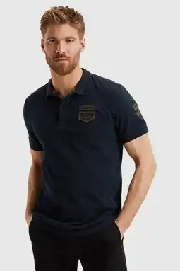 Wehkamp PME Legend regular fit polo met patches - donkerblauw aanbieding