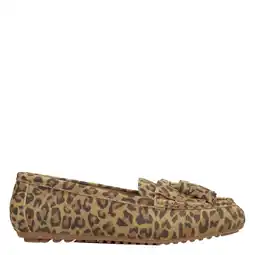 Wehkamp PS Poelman Taya suède mocassins met panterprint beige/zwart aanbieding