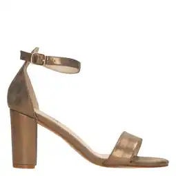 Wehkamp POSH by Poelman Laurie imitatieleren sandalen met blokhak - brons aanbieding