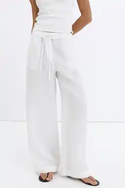 Wehkamp Mango wide leg broek met linnen - wit aanbieding