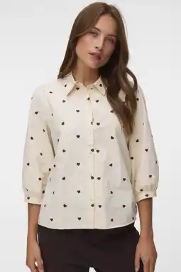 Wehkamp VERO MODA top met hartjes ecru aanbieding