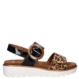 Wehkamp Ara Bilbao suède sandalen met panterprint zwart/beige aanbieding