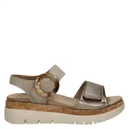 Wehkamp Nelson Flex suède sandalen met sleehak beige aanbieding
