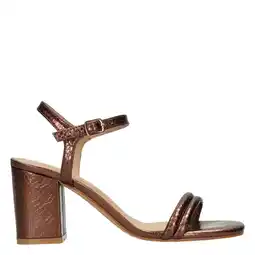 Wehkamp POSH by Poelman Emily imitatieleren sandalen met blokhak - bruin aanbieding