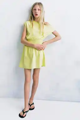 Wehkamp Mango Kids jurk met smockwerk - limegroen aanbieding
