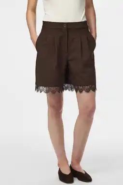 Wehkamp PIECES straight highwaist casual short bruin aanbieding