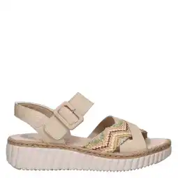 Wehkamp Rieker leren sandalen beige/multi aanbieding