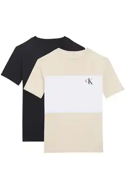 Wehkamp Calvin Klein T-shirt - beige/zwart (set van 2) aanbieding