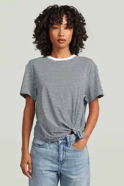 Wehkamp G-STAR gestreept T-shirt donkerblauw aanbieding