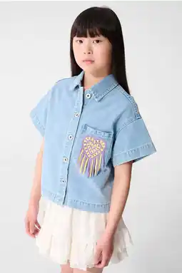 Wehkamp Shoeby blouse medium blue denim crochet aanbieding