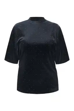 Wehkamp Exxcellent velours top met col zwart met glitter aanbieding