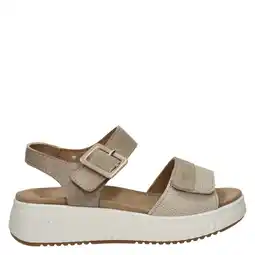 Wehkamp Nelson Flex suède sandalen met sleehak taupe aanbieding