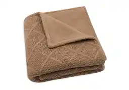 Wehkamp Jollein wiegdeken Check Knit Biscuit/Teddy Fleece aanbieding