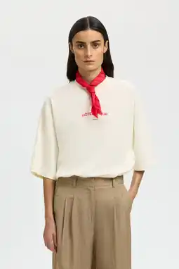 Wehkamp Selected T-shirt met backprint ecru aanbieding