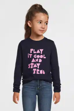 Wehkamp Anytime longsleeve met printopdruk donkerblauw aanbieding