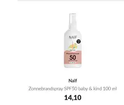 Babypark Naïf zonnebrandspray spf50 baby & kind aanbieding