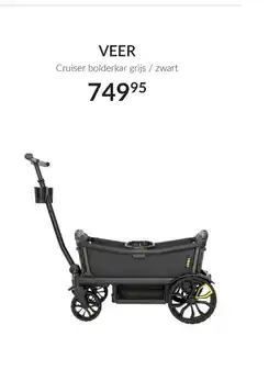 Babypark Veer cruiser bolderkar grijs/zwart aanbieding