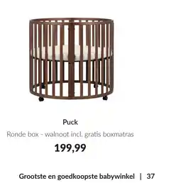 Babypark Puck ronde box walnoot aanbieding