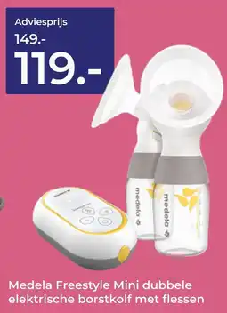 Prenatal Medela Freestyle Mini dubbele elektrische borstkolf met flessen aanbieding
