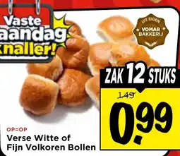 Vomar Voordeelmarkt Verse Witte of Fijn Volkoren Bollen aanbieding