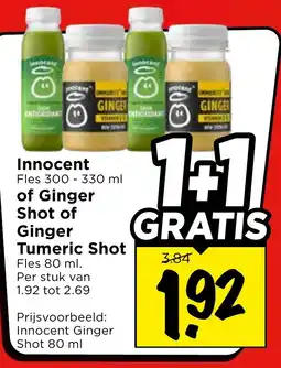 Vomar Voordeelmarkt Innocent Shot of Ginger Shot of Ginger Tumeric Shot aanbieding