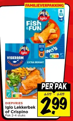 Vomar Voordeelmarkt Iglo Lekkerbek of Crispino aanbieding