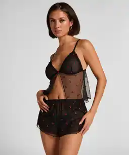Hunkemoller Hunkemöller Mesh short Chelsey Zwart aanbieding