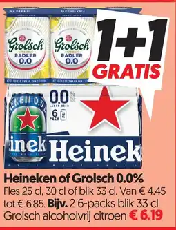Dekamarkt Heineken of Grolsch 0.0% aanbieding