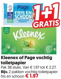 Dekamarkt Kleenex of Page vochtig toiletpapier aanbieding
