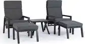 Bol.com YORICK | Bistro Set | Industrieel | Grijs / Zwart | 2 Zitplaatsen | 5-delig | Verstelbare Zitting aanbieding