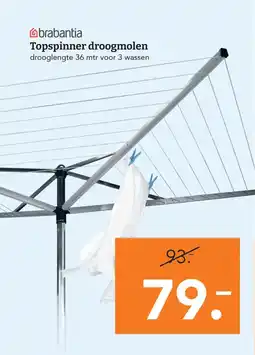 Blokker brabantia topspinner droogmolen aanbieding