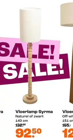 Kwantum Syрма Vloerlamp Naturel of zwart aanbieding