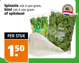 Poiesz Spinazie, bimi of spitskool aanbieding