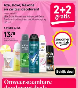 Etos Axe, Dove, Rexona en Zwitsal deodorant aanbieding