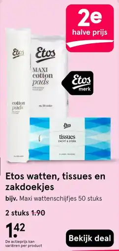 Etos Etos watten, tissues en zakdoekjes aanbieding