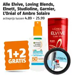 Poiesz Alle Elvive, Loving Blends, Elnett, Studioline, Garnier, L'Oréal of Ambre Solaire aanbieding
