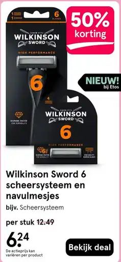Etos Wilkinson Sword 6 scheersysteem en navulmesjes aanbieding