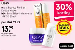 Etos Olay m.u.v. Beauty Fluid en Double Action bijv. Total Effects dagcrème SPF 30 50 ml aanbieding