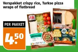 Poiesz Verspakket crispy rice, Turkse pizza wraps of flatbread aanbieding