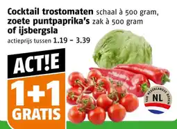 Poiesz Cocktail trostomaten, zoete punt paprika's of ijsbergsla aanbieding