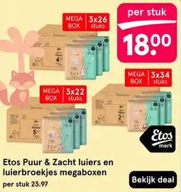 Etos Etos Puur & Zacht luiers en luierbroekjes megaboxen aanbieding