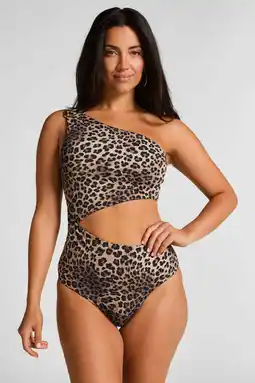Wehkamp Hunkemöller one shoulder badpak Amalia bruin aanbieding